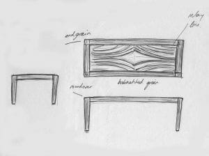 Initial sketches of bespoke dining table